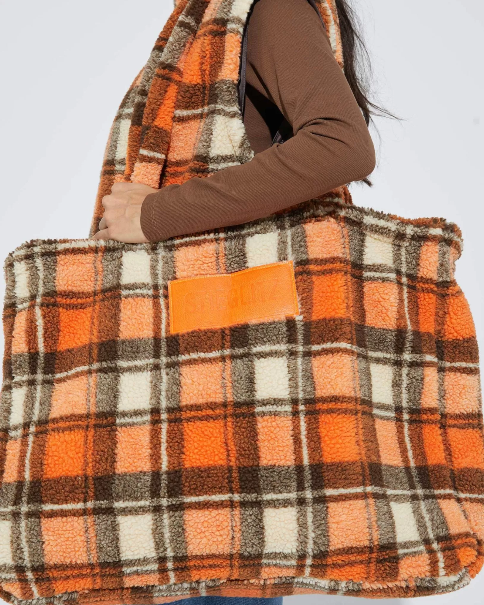 STIEGLITZ Check Teddy Bag | Orange Hot